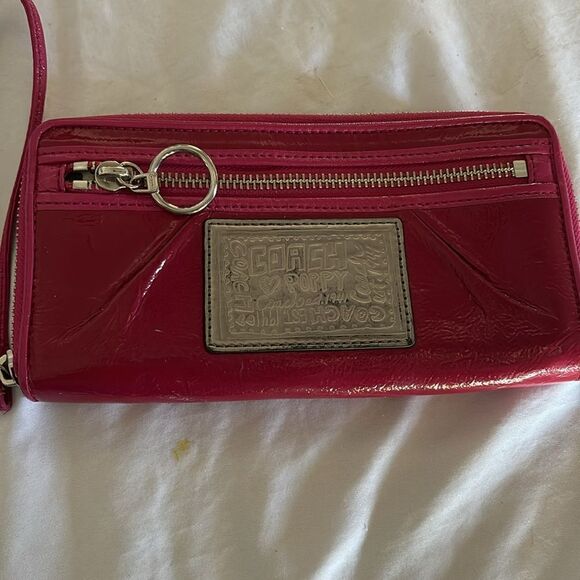 COACH Poppy Collection deep fuchsia wristlet